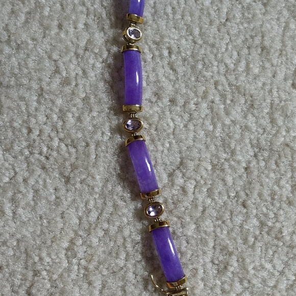 Jade bracelet marked 925 silver gold dipped - Picture 1 of 4